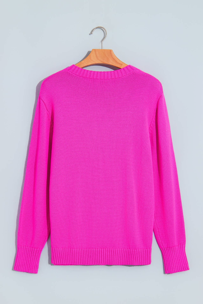 Women's Christmas Letter Jacquard Loose Long Sleeve Sweater