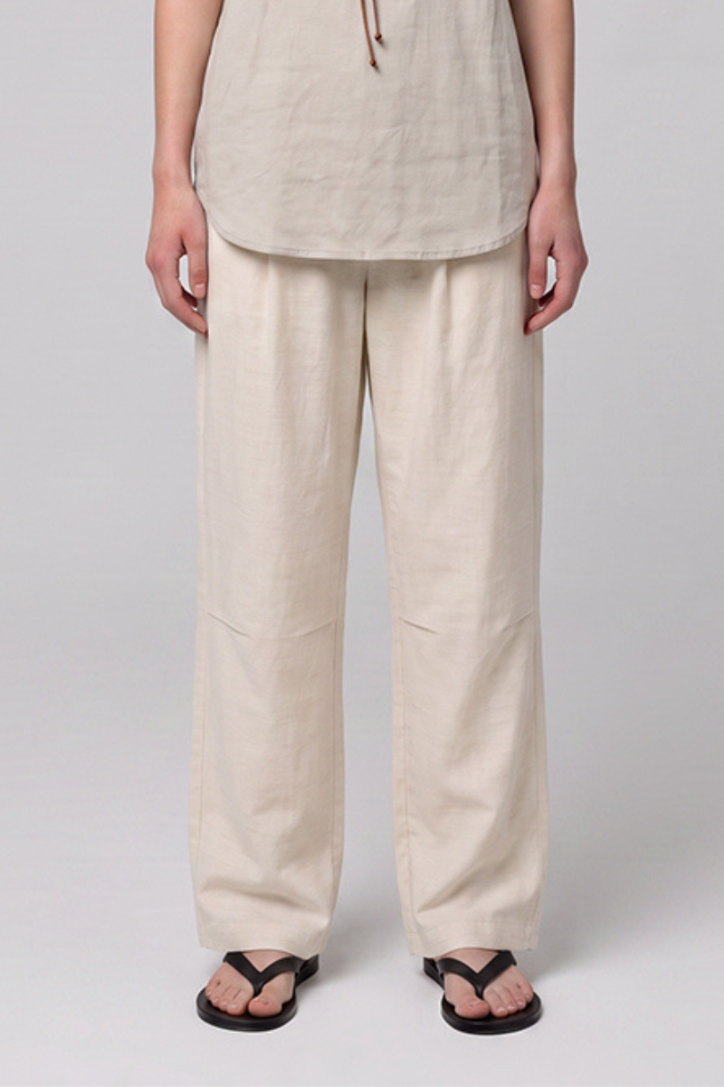 Men's Summer Lyocell-Linen Elastic-Waist Wide-Leg Pants