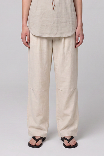 Men's Summer Lyocell-Linen Elastic-Waist Wide-Leg Pants