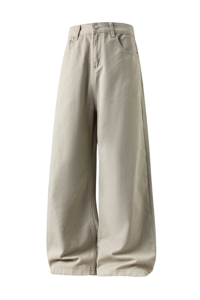 Men's Fall Twill Loose Straight Cotton Semi-Elastic Pants