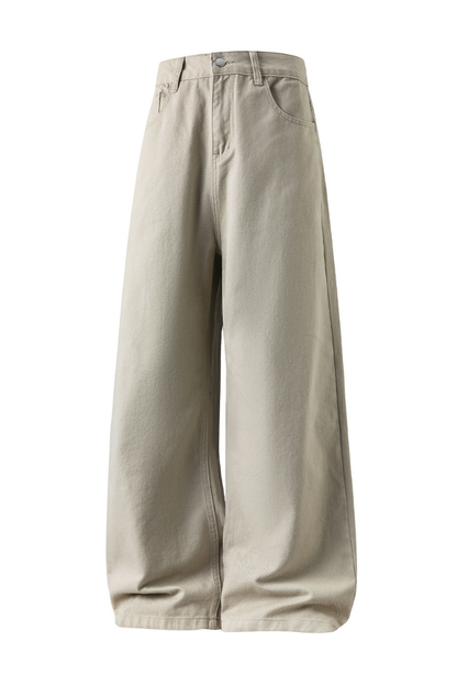 Men's Fall Twill Loose Straight Cotton Semi-Elastic Pants