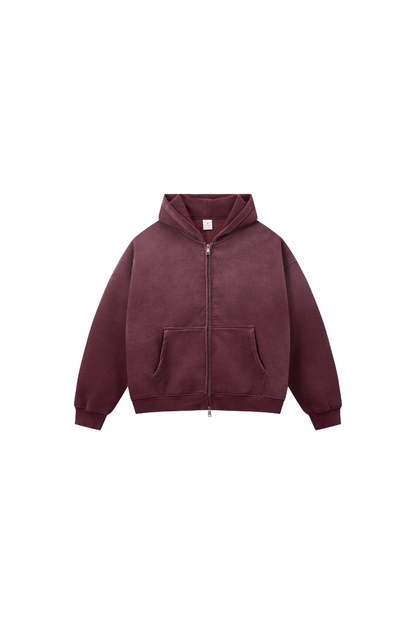 Women Fall Clothing Spray Wash Distressed Zip Hoodie