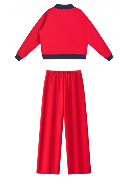 Women Fall Mock Neck Sweatshirt Wide Leg Pants Set