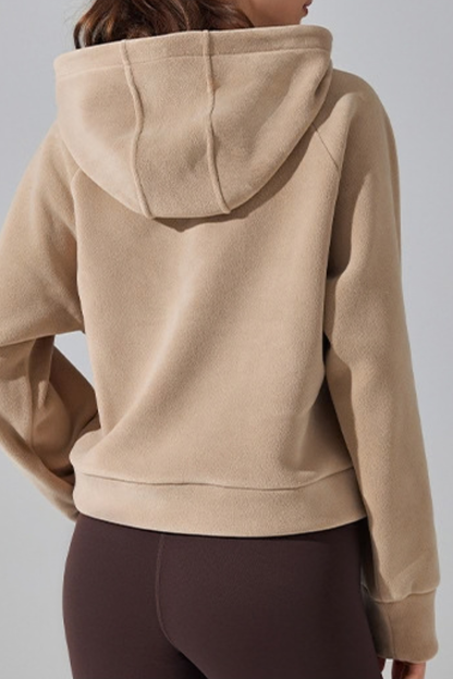 Women Fall Clothing Warm Cozy Oat Fleece Half-Zip Hoodie