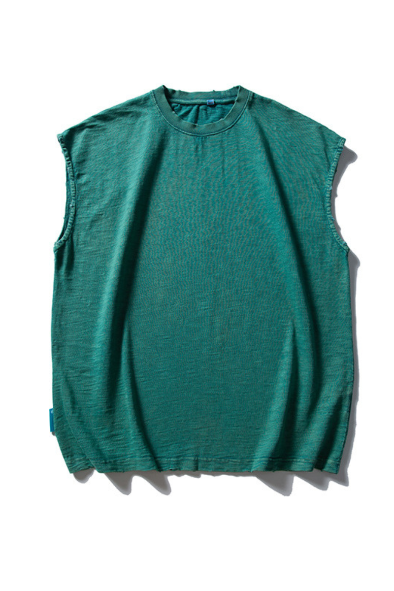 Unisex Heavy Washed Retro Crewneck Oversized Reflective Tank