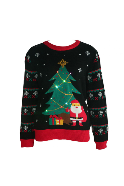 Women Fall Clothing Soft Christmas Tree Santa Knit Sweater