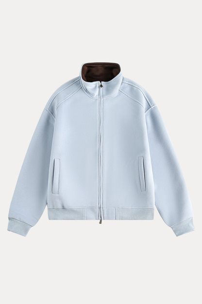 Unisex American Retro Stand Collar Zip Loose Hoodie Cleanfit