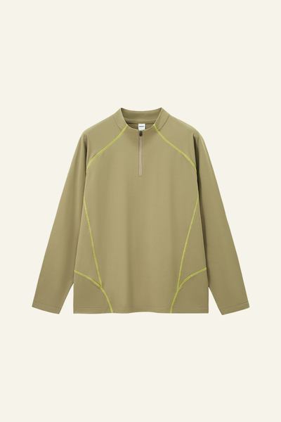 Men's Streetwear Stand Collar Half Zipper Long-Sleeve T-shirt
