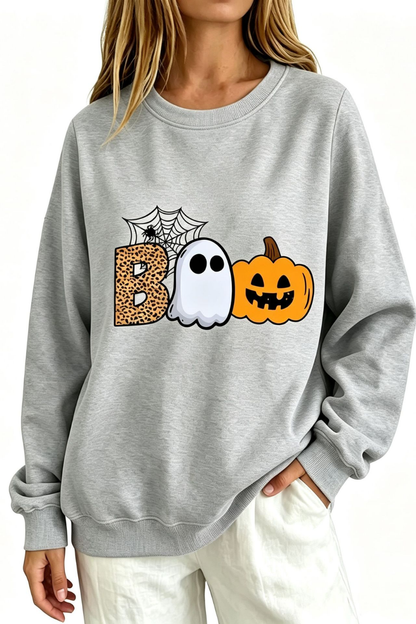 Women Fall Clothing Halloween BOO Ghost Graphic Sweatshirt