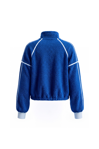 Unisex Fall Clothing Half-Zip Colorblock Sherpa Jacket