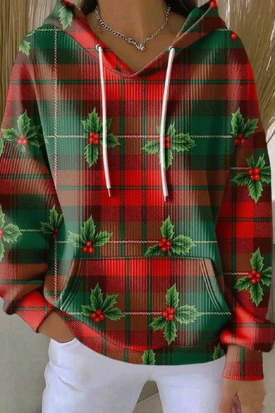 Women Fall Clothing Christmas Santa Ribbed Hoodie
