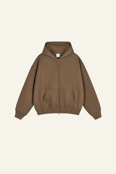 Men's Streetwear Fleece-lined  Full-Zipper Hooded Jaacket