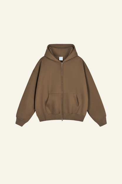 Men's Streetwear Fleece-lined  Full-Zipper Hooded Jaacket