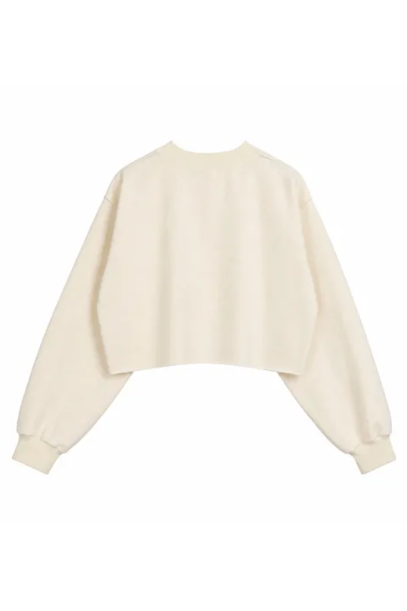 Women Spring Raw Hem Exposed Seam Cropped Sweatshirt