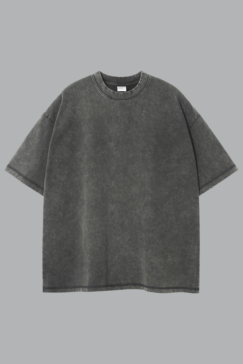 Men's Summer 275g Washed Batik Oversized Small Neck Tee