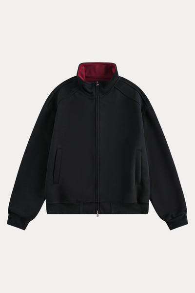 Unisex American Retro Stand Collar Zip Loose Hoodie Cleanfit