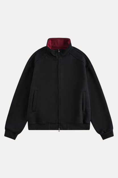 Unisex American Retro Stand Collar Zip Loose Hoodie Cleanfit