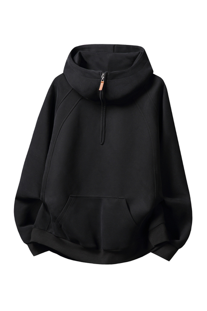 Men Fall 3D Paneled Half Zip High Collar Hoodie