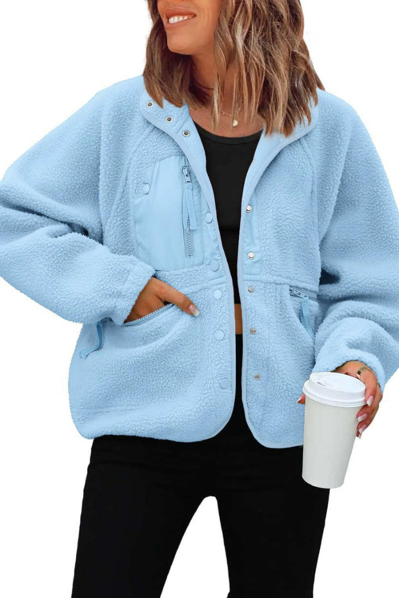 Women Fall Clothing Cozy Sherpa Fleece Utility Jacket