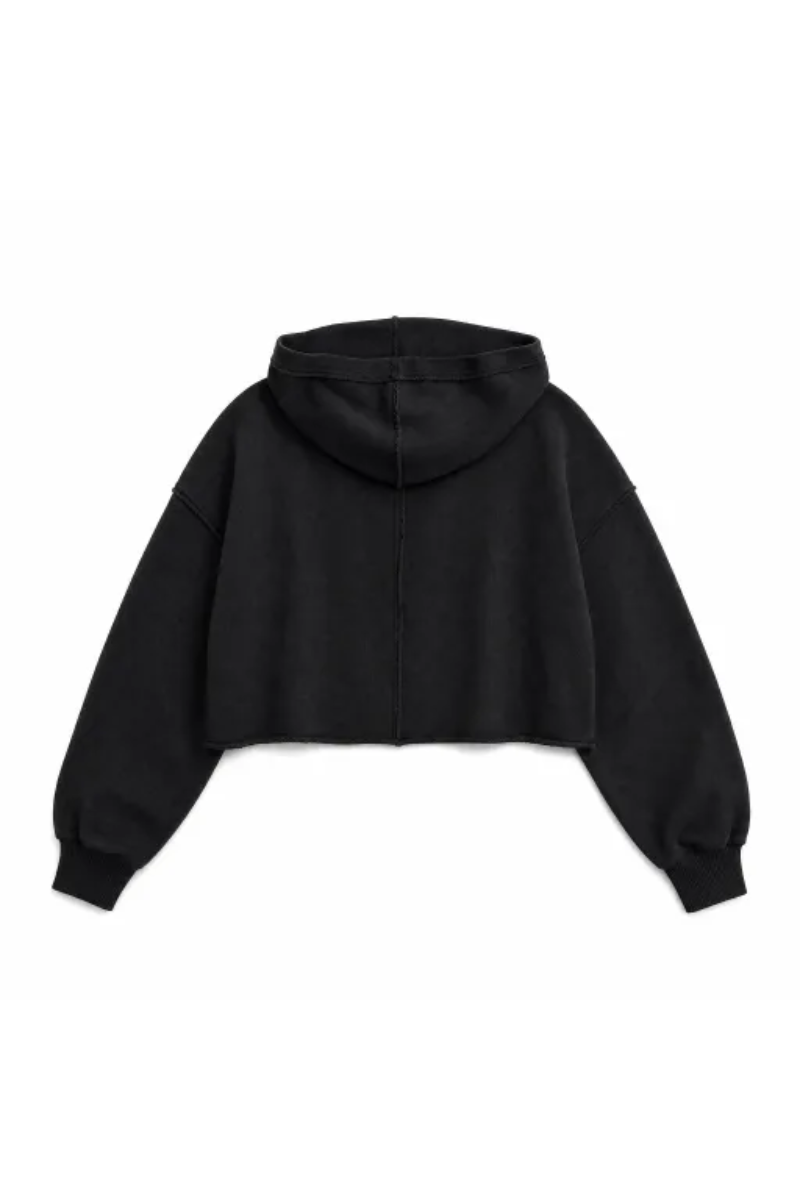 Women Spring Raw Edge V Neck Cropped Pullover Hoodie