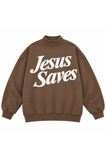 Women Fall Clothing Jesus Saves Mock Neck Sweatshirt
