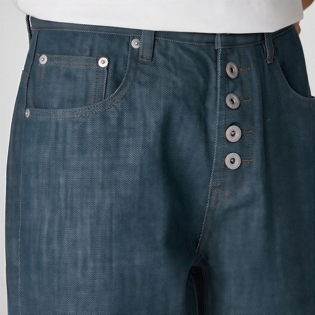 Men's Spring Cotton Button Fly Wide-Leg Flare Denim Jeans