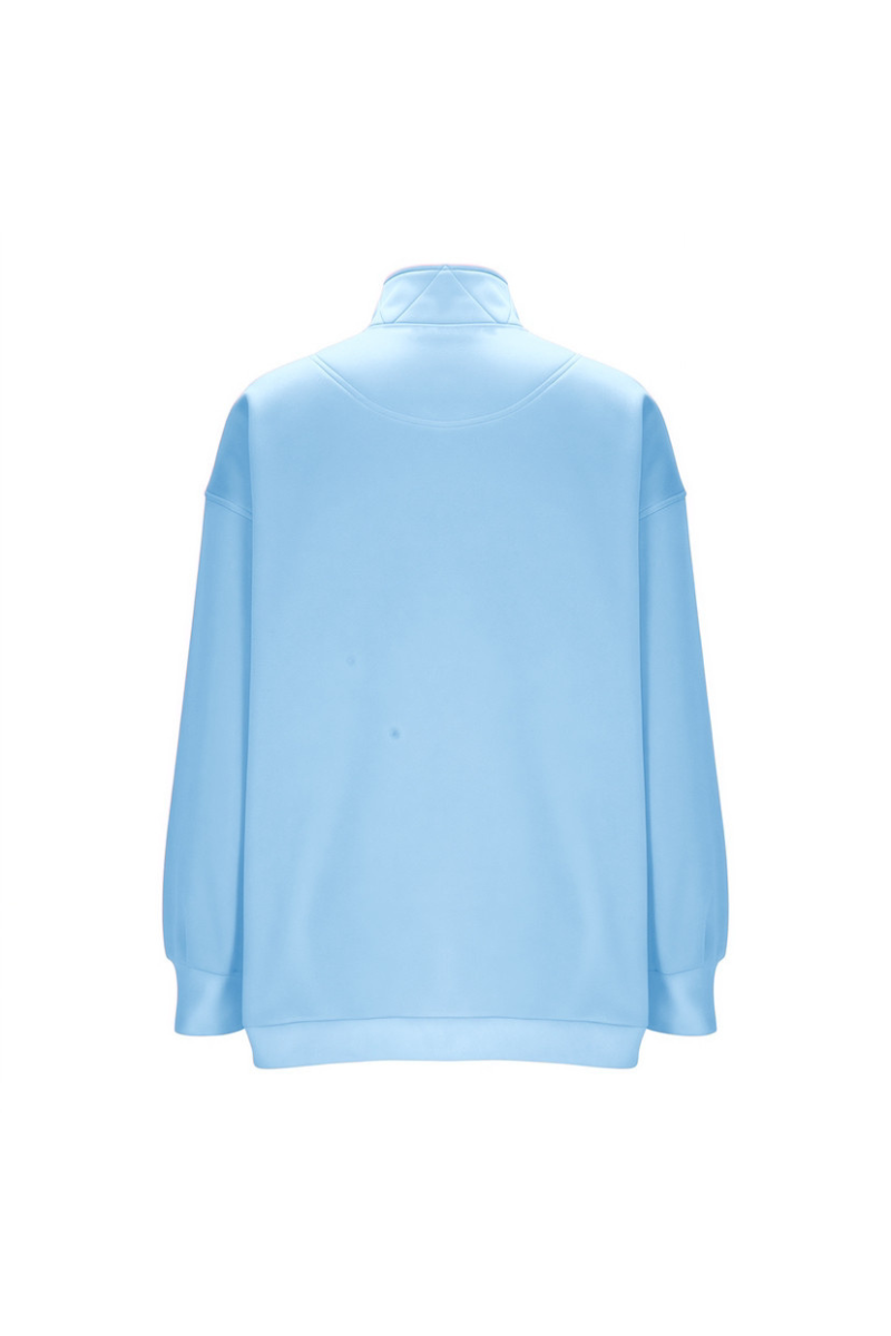 Women Fall Half Zip Snap Button Kangaroo Pocket Sweatshirt