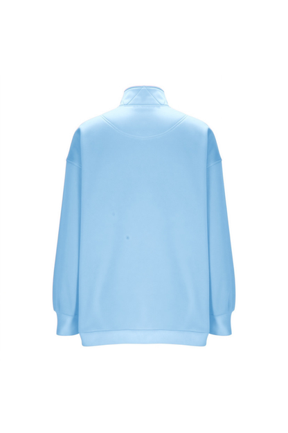 Women Fall Half Zip Snap Button Kangaroo Pocket Sweatshirt