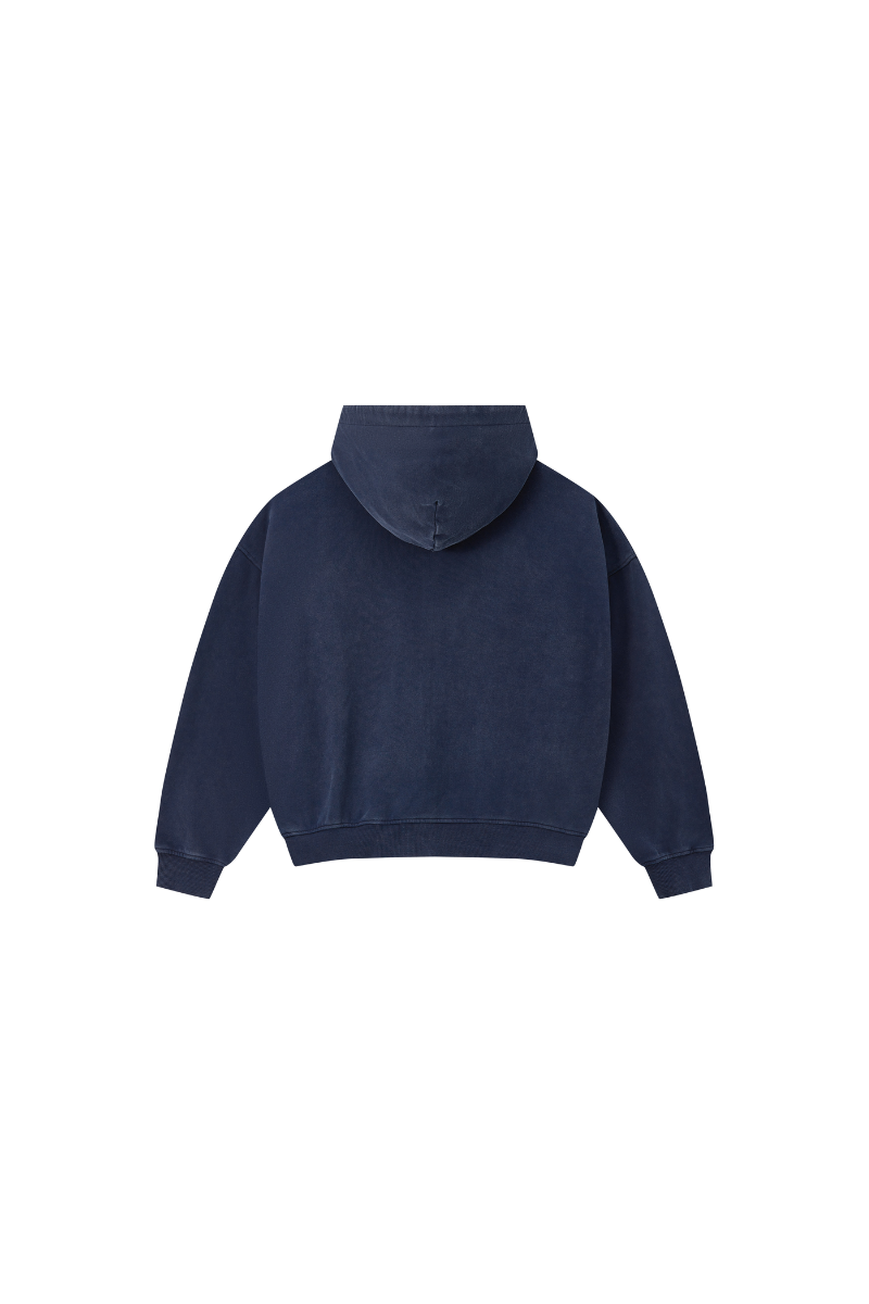 Men Fall Clothing Snow Wash Brushed Fleece Zip Hoodie