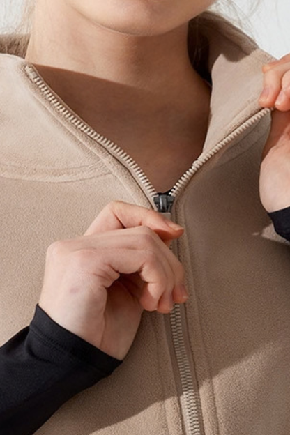 Women Fall Clothing Warm Double-Sided Oat Fleece Zip Vest