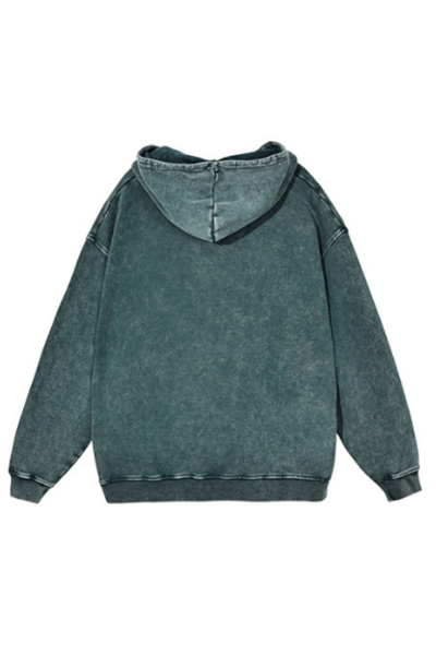 Women Fall 100% Cotton Wax Washed Vintage Pocket Hoodie