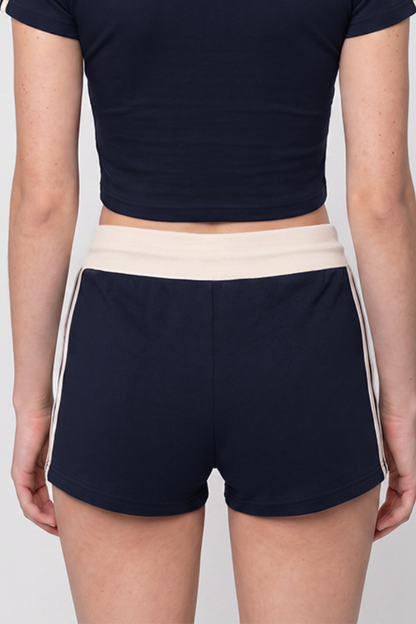 Women Summer Side Stripe Drawstring Sports Shorts