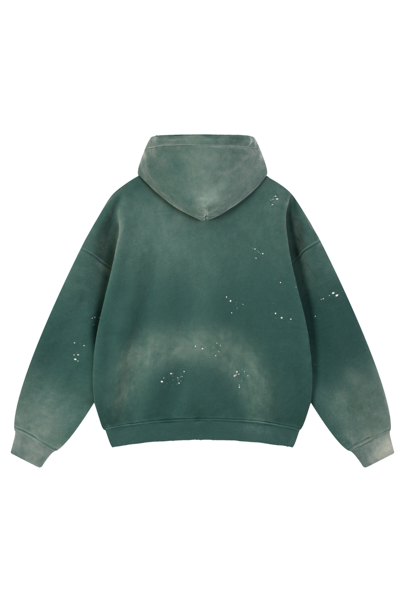 Unisex Fall Splatter-Wash Distressed Pullover Hoodie