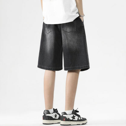 Men's Summer Gradient Tie-Dye Drawstring Denim Shorts