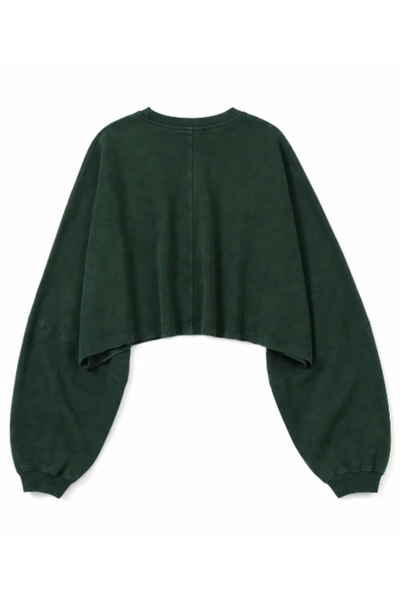 Women Spring Lightweight Cropped Batwing Long Sleeve Top
