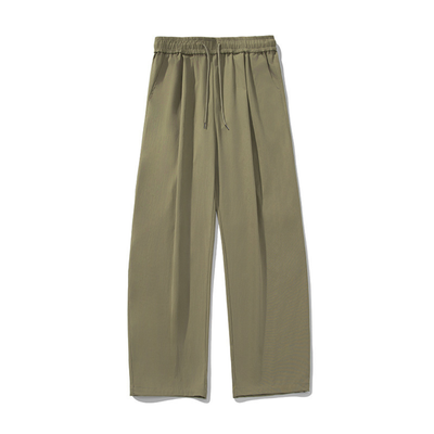 Men's Spring Pleated Loose Curved Wide Solid Pants