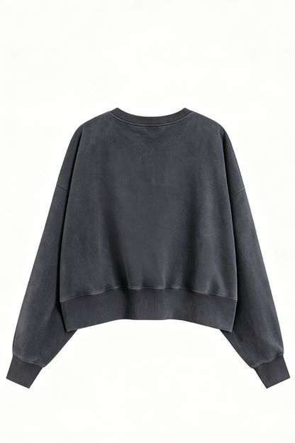 Women's Fall Dazzling-Wash Cropped Crewneck Sweatshirt