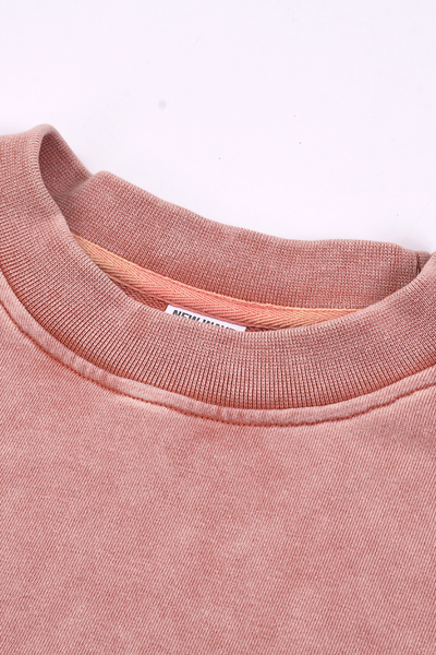 Women Fall Clothing Heavy Snow Washed Cropped Sweatshirt