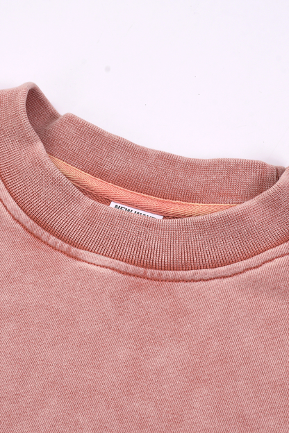 Women Fall Clothing Heavy Snow Washed Cropped Sweatshirt
