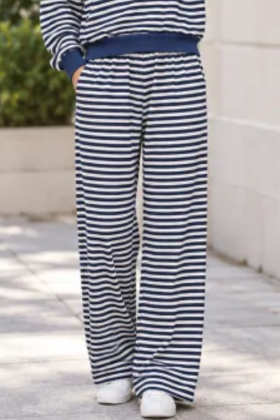 Women All Season Striped Straight Leg Lounge Pants