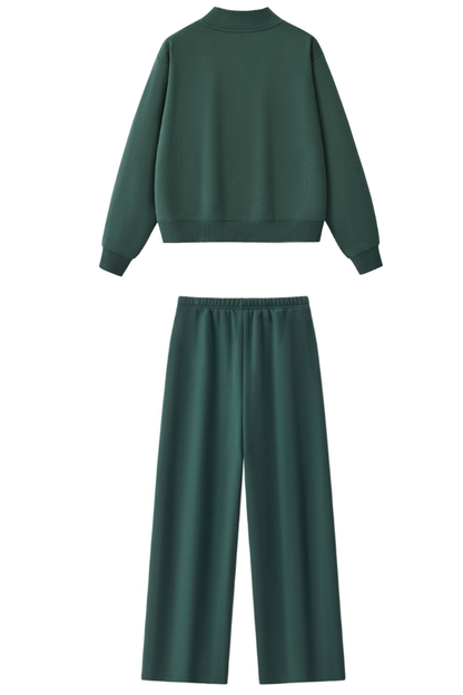 Women Fall Mock Neck Sweatshirt Wide Leg Pants Set
