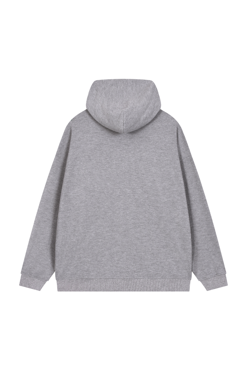 Men's Fall Waffle-Texture Drop-Shoulder Pullover Hoodie