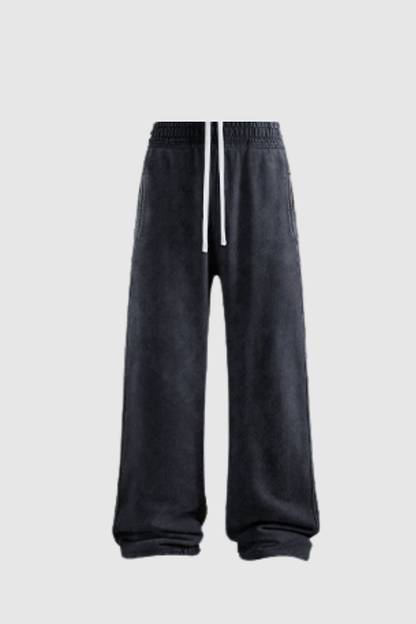 Men's Cotton  Streetwear Washed Distressed Wide Leg Pants