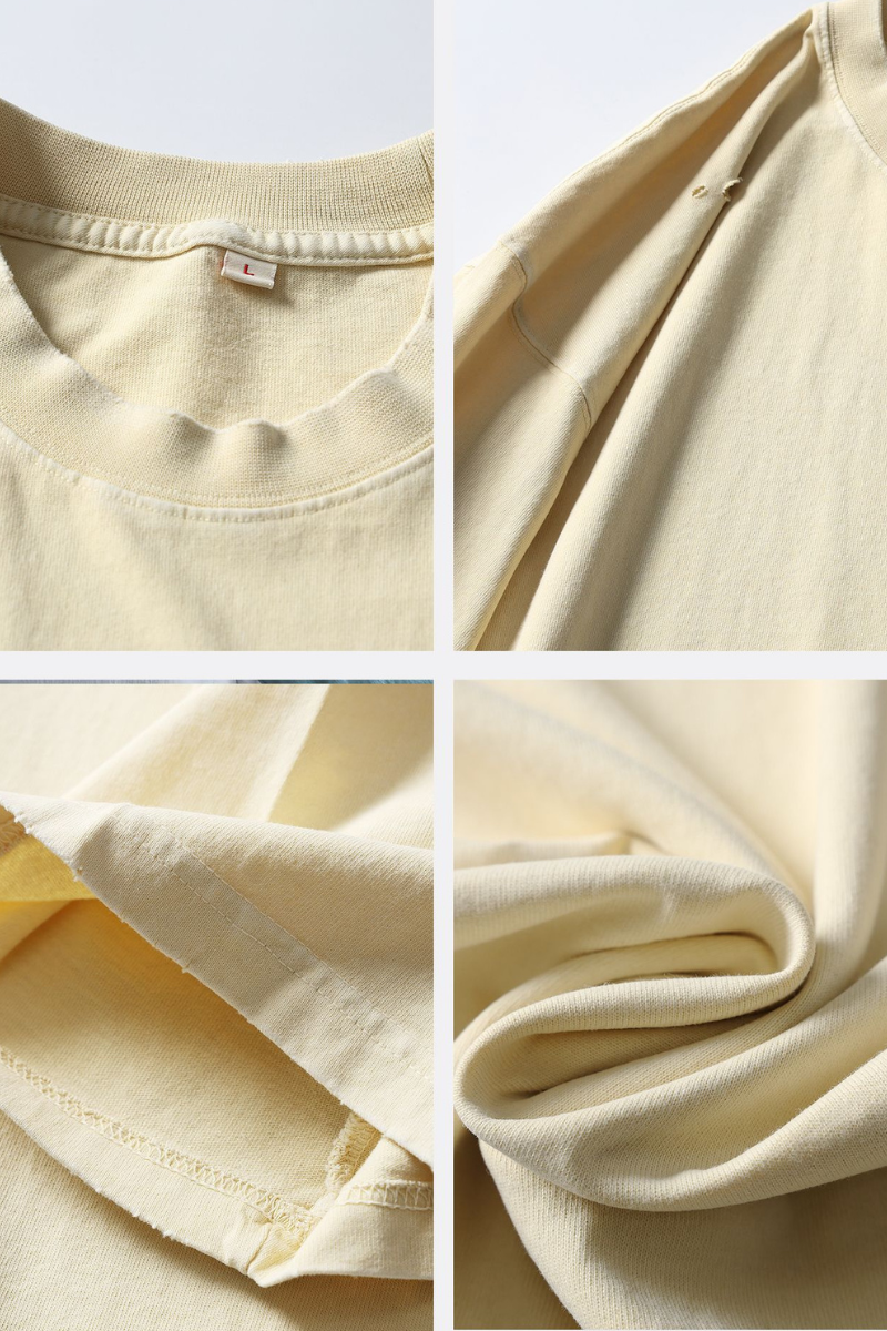 Men's Cotton Washed Distressed Hole Crewneck Tee