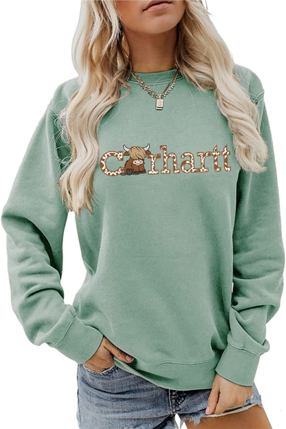 Women Winter Christmas Highland Cow Graphic Sweatshirt