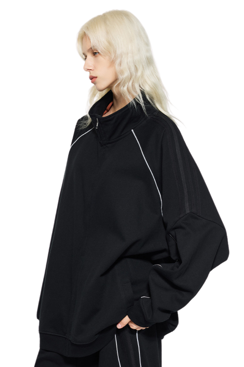 Women's Fall 365g Reflective Stripe Loose Zip Jacket