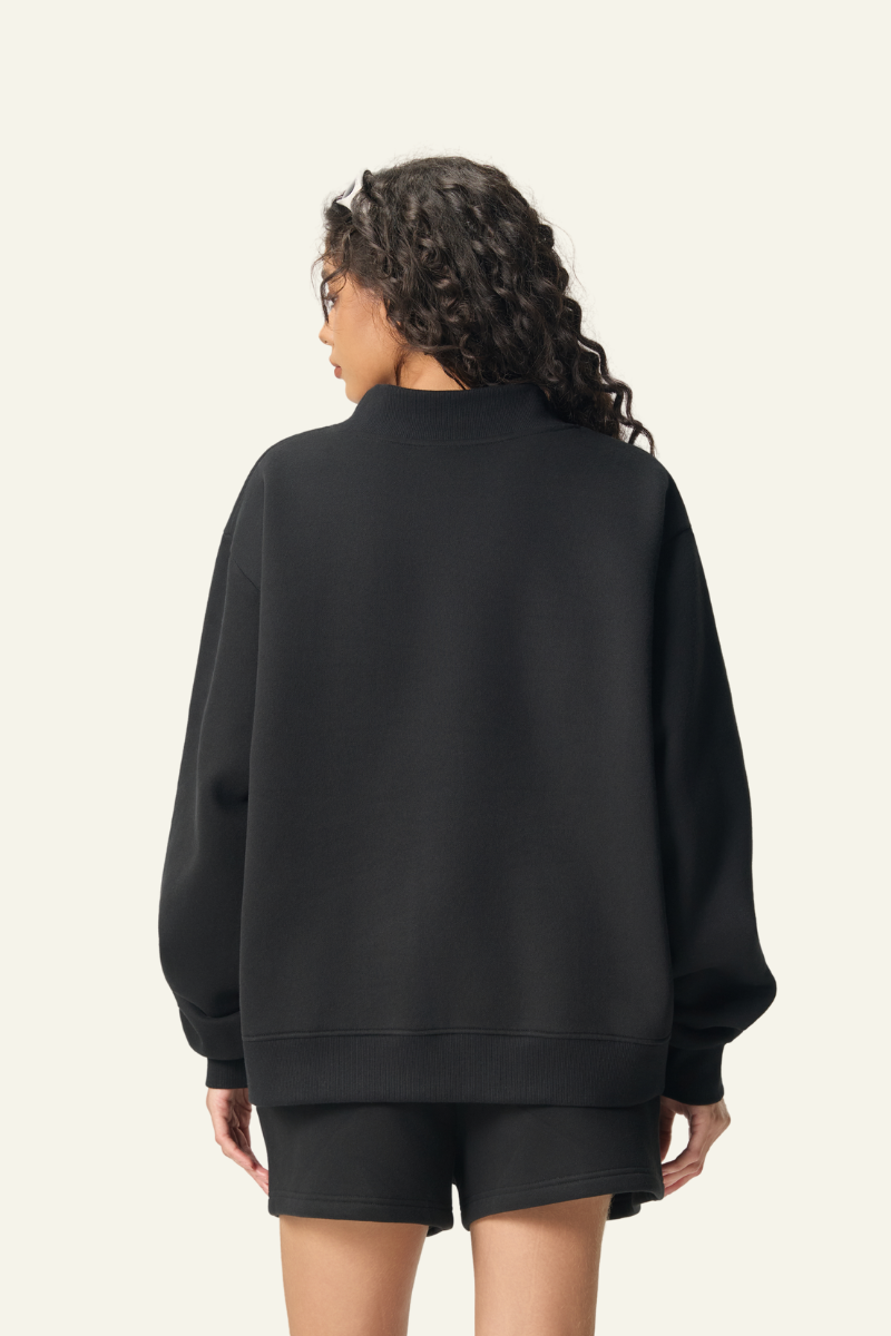 Women's Streetwear Stand-Collar Solid Mock Neck Sweatshirt