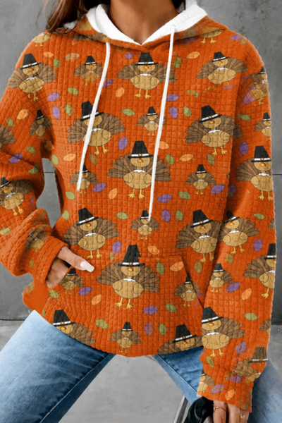 Unisex Fall Clothing Halloween Waffle Knit Graphic Hoodie