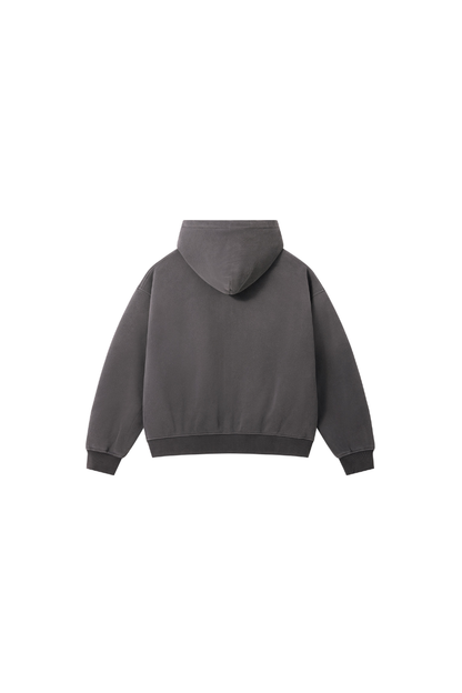 Men Fall Clothing Rhinestone Washed Boxy Zip Hoodie