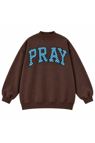 Women Fall Clothing Oversized PRAY Letter Sweatshirt